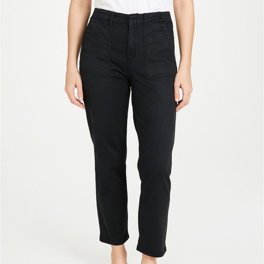 Daily Ritual Womens Black Straight Pants Size 8 Casual High Rise Minimalist
